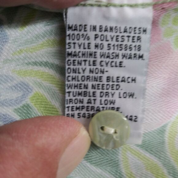 ALIA Shirt Womens Size 14 Green Floral Short Sleeve Collared Button Up Top - Picture 6 of 6